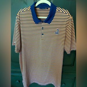 Adidas Pinehurst golf polo navy and orange stripe 2XL